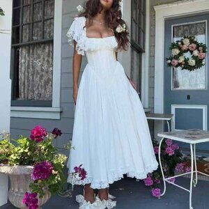Selkie White Midi Dress